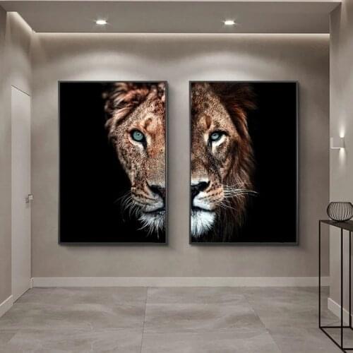 Hakuna Matata Quote Scandinavian Art Canvas Painting Baby Lion Print Wildlife Animal Black White Poster for Kids Room Home Decor