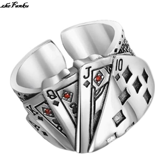 Playing Card Resizable Ring Titanium Stainless Steel Material Rings Hiphop Rock Street Culture Fashion Trendy Man Jewelry Gift