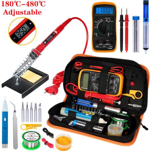 Temperature Electric Soldering Iron Kit 110V 220V 80W Soldering Iron kit With XL830L Multimeter Welding Tool Kit