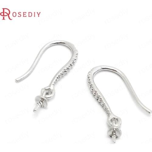37845)10PCS Height 16MM Platinum Color Brass with Half Pin Beads Caps Earrings Hooks Diy Jewelry Findings Accessories wholesale