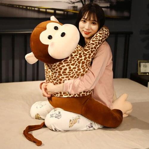 80CM Cute Huggable Monkey Doll Plush Toy Soft Pillow Monkey with Clothes Plush Stuffed Animal Child Boy Girlfriend Gift