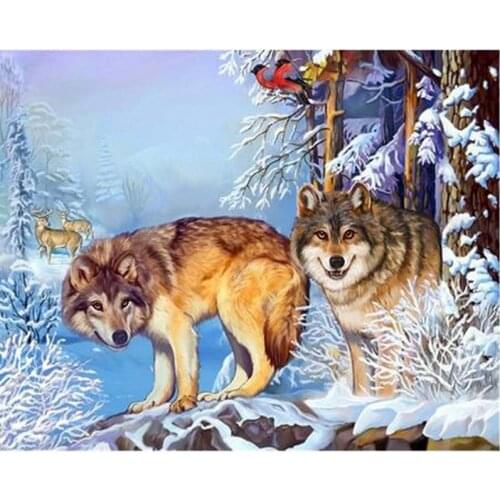 New 5D DIY Diamond Embroidery Animal Wolves Full Square&round Diamond Painting Cross Stitch Kit Mosaic wall Home Decor