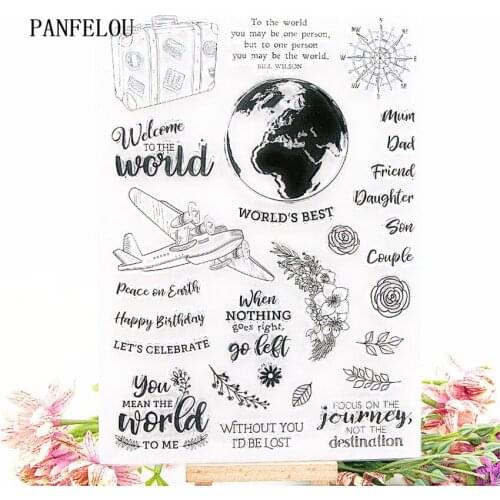 PANFELOU 15.5x21.5cm New Year to travel Transparent Silicone Rubber Clear Stamps cartoon for Scrapbooking/DIY Easter wedding
