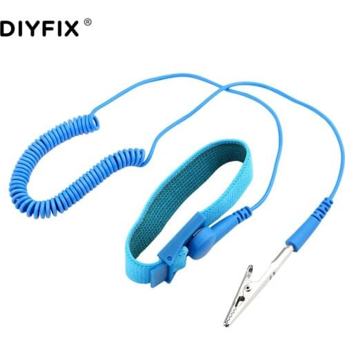 DIYFIX Adjustable ESD Anti Static Wrist Strap Elastic Band with Alligator Clip for Sensitive Electronics Repair Work Tools