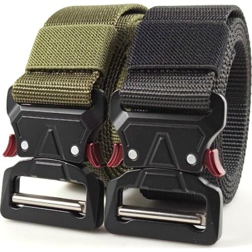 125CM Military Tactical Belt Men Army Nylon Belts Adjustable Heavy Buckle Outdoor Police Hunting Combat Training Sport Belt