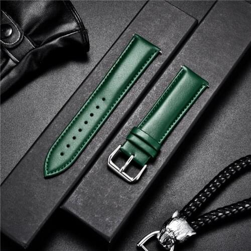 Fashion Green Blue Red Black Pink White Purple Leather Watchband Women Men Watch Band Bracelet 14mm 16mm 18mm 20mm 22mm Straps