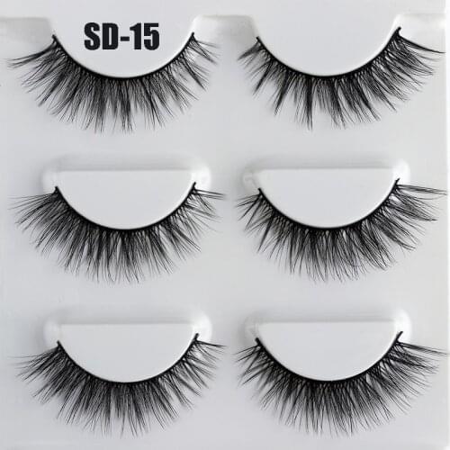 3Pairs SD-15 Natural False Eyelashes Beauty Makeup Tools Thick Cross Voluminous Messy Style Eye Lashes Extension 2021 DROPSHIP