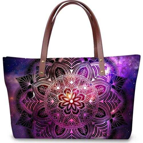 ELVISWORDS Luxury Handbags Shopper Bag Mandala Printing Tote Bags For Women Shoulder Bag Brand Fashion Womens Handbag Bolsas