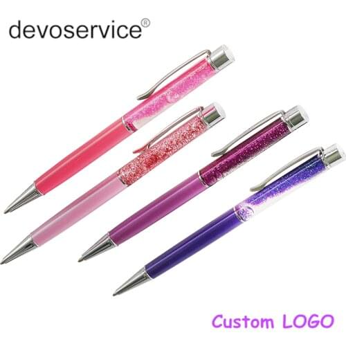 Custom Logo Ball Pens Quicksand Personality Metal Ballpoint High Grade Birthday Valentines Day Engraved Gift Kid Teachers Gift