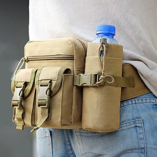 Tactical Waist Pack Men Nylon Hiking Water Bottle Phone Pouch Outdoor Sports Army Military Camping Waist Fanny Pack Belt Bag