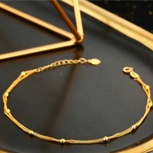 UBESTNICE Pure 18K Yellow Gold Chain Bracelets Trendy AU750 Rose Gold Double Full Stars Fine Jewelry For Women Girl Party Gift
