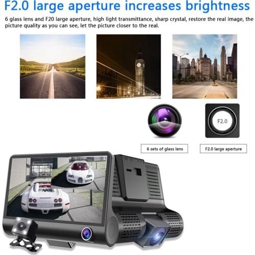 1080P Dashcam Dual Lens Car Dashboard Camera Loop Recording with Rearview Camera Driving Recorder Dash Cam Video