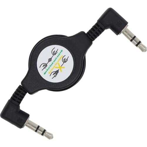 Retractable & stretchable 90 degree elbow angle 3.5mm male to male 3 pole Car Aux Audio Line 75cm