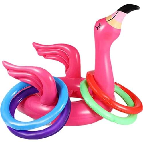 Funny Inflatable Flamingo Toss Ring Game Throwing Toy Funny Summer Outdoor Pool Beach Party Water Game Inflatable Ring Toy