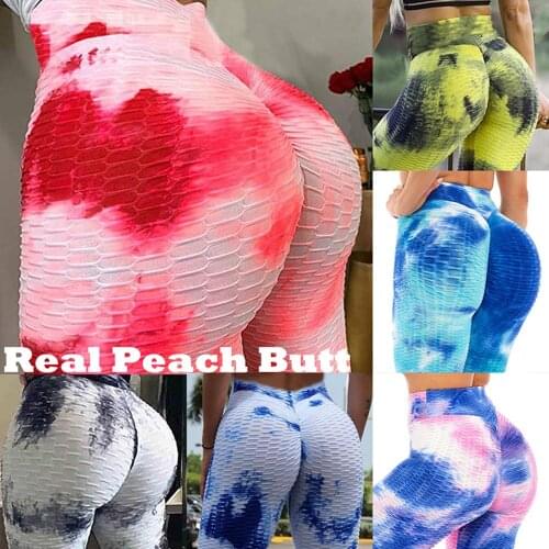 Womens Tie-Dye Workout Pants Scrunch Butt Lifting Printed Leggings with Sports Bra Gym Clothes Butt Lifting Leggings Dropship