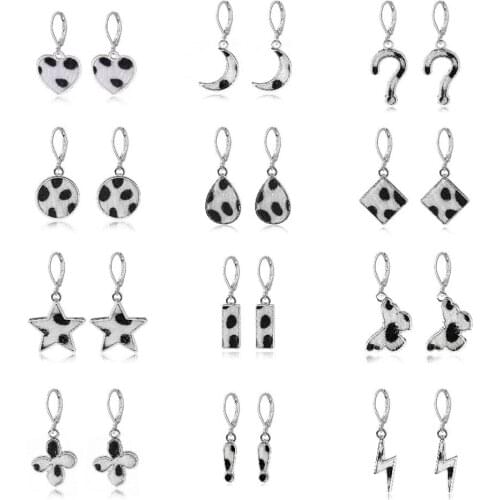 2021 New Cow Pattern Butterfly Dangle Earrings Star Moon Hanging Earrings For Women Party Jewelry Accessories Wholesale