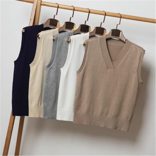 2020 Spring Autumn Winter Women Knitted Sweater Sleeveless Women Loose Vest Ladies V-Neck Pullover Jumper Tops Pull Femme 4XL