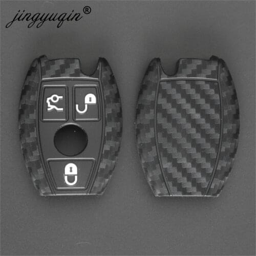 10pcs Car Key Silicone Carbon Case For Mercedes Benz year 2000+ NEC&BGA E S CL CLS CLA CLK W203 3 4 Buttons Remote Keyless