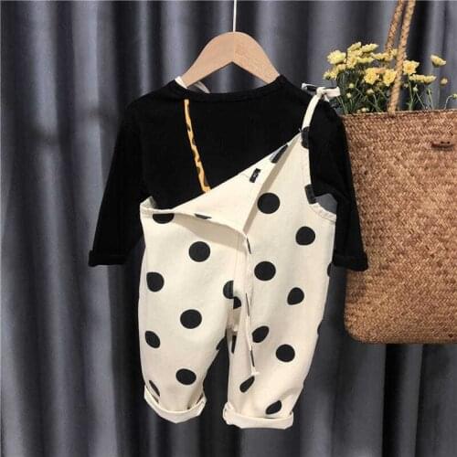2021 Spring Autumn Girls Boys Cute Suit Baby Kids Children 2pcs Clothing Set Including T- Shirt+ Suspender Pant