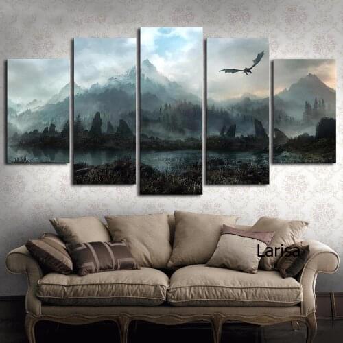 Canvas Painting 5 Pieces Room Decor Set Landscape Posters and Prints for Living Room Canvas Wall Art Frameless Picture