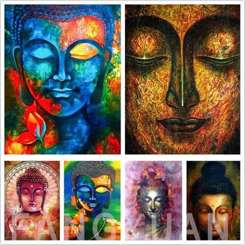 5D Diamond Painting Abstract Buddha Face DIY Full Square Round Embroidery Buddhism Art Mosaic Cross Stitch Home Decoration