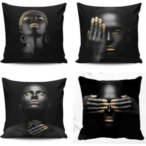 Afrikalı Kızlar 4 Lü Kombinli Dijital Baskılı Kırlent Kılıfı