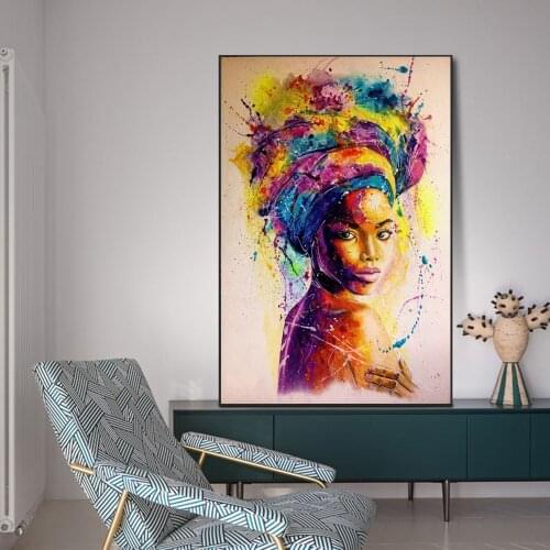 African Black Woman Graffiti Art Posters And Prints Abstract African Girl Canvas Paintings On The Wall Art Pictures Wall Decor