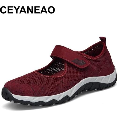 CEYANEAOBreathable Women Sneakers Healthy Walking Shoes Outdoor Mesh Antislip Sport Running Shoes Mother Gift Comfort Light Flat