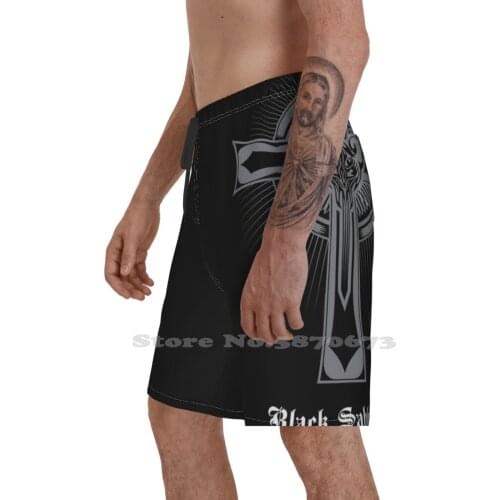 Black Grey Quick Dry Swimming Beach Shorts Heavy Metal Satan Sabbath Hair 1970S Metal Music