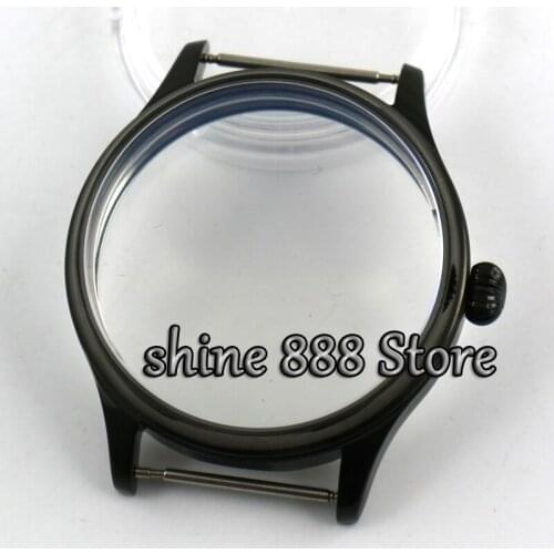 44mm 316L stainless steel black PVD CASE fit eta 6498 6497 movement C7
