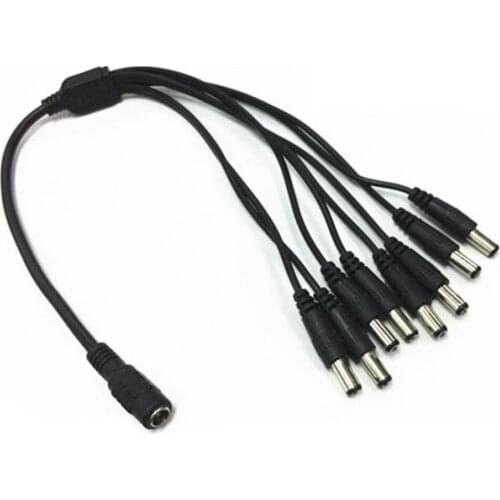 DC 2.1 1 to 8 Splitter Adapter Cable Power Lead Pigtail 1 Female to 8 Male DC Plug for CCTV Security Camera
