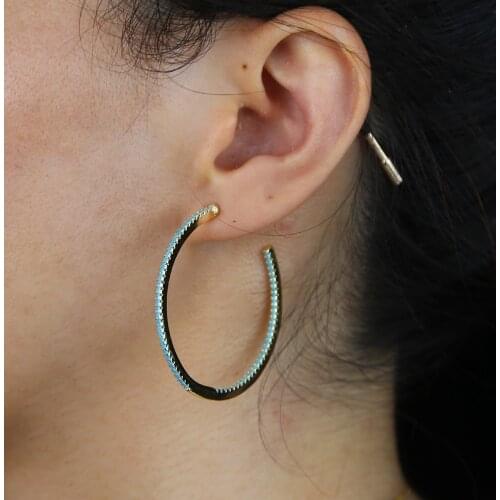 Geometric round circle hoop earring luxury fashion european women jewelry turquoises stone big hoops