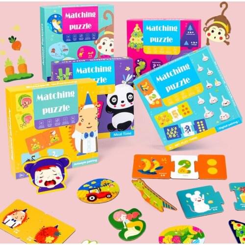 Intelligence Kids Toy Wooden Puzzle Jigsaw Tangram For Children Baby Cartoon Matching Puzzles Early Educational Learning Toys