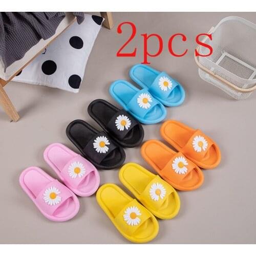 2PCS Summer Women Indoor Slippers Floor Flat Shoes Indoor Flip Flops Female Bathroom Home Soft Slippers Zapatillas De Hombre New