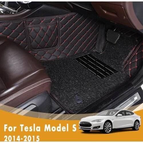 RHD Carpets For Tesla Model S 2015 2014 Luxury Double Layer Wire Loop Car Floor Mats Auto Interiors Accessories Styling Rugs