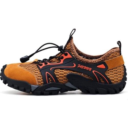 Explosive large size summer outdoor casual shoes mens hiking sports mountaineering lightweight breathable mesh shoes 39--47