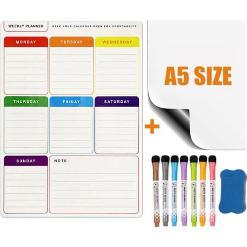 Magnetic Soft Whiteboard Weekly Planner Calendar 2021 Refrigerator Stickers for Wall Kids Message Teaching Memo Erasable Markers