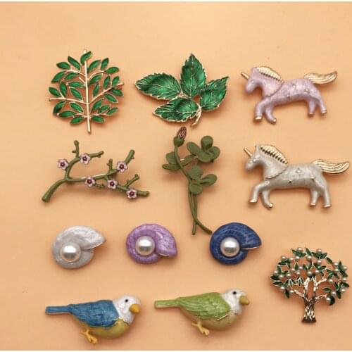 Cute Brooch Animal Enamel Colorful Leaf Plant For Kids Girls Female