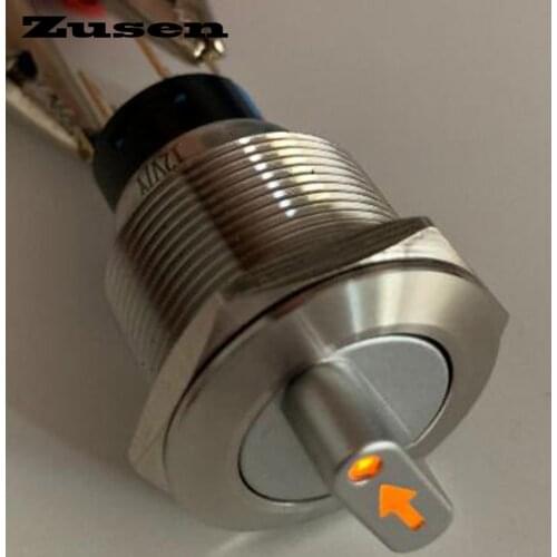 Zusen 22mm metal selector switch 3 position lock with arrow symbol led light 2NO2NC