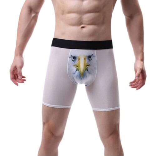 Panties Men Boxers Long Underwear Ice Silky 3D Print Man Plus Size Shorts Boxer Breathable Shorts Mens Boxers Underpants Hombres