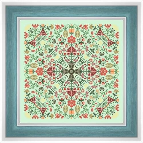 Flower pattern B cross stitch kit Dreampattern 18ct 14ct 11ct light green canvas embroidery DIY needlework wall decor