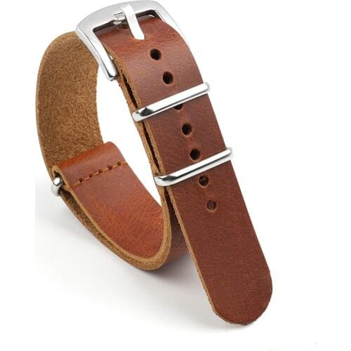 Nato Strap Leather Watch Band Brown Blue 20mm 22mm Watchband Vintage Handmade Replacement Watch Strap Accessories For Man #D