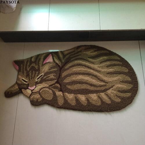 PAYSOTA Cute Sleeping Cat Carpet Children Bedroom Rug Stairs Mat