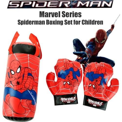 Spiderman Anime Figure Boxing Gloves Sandbag Marvel Spider Man Childrens Boxing Gloves Punching Bag Toys for Child Boys Gift
