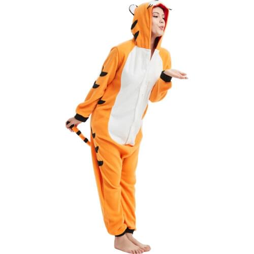 Bengal Tiger Kigurumis Onesie Animal Funny Jumpsuit Adult Women Men Home Wear Winter Outfit Sleepsuit Overall Halloween Pajama