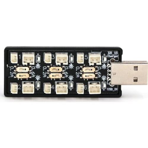 6CH USB 3.8V 1S LiHv LIPO Battery Charging Adapter Board 5V 2A USB Battery Charger Board for RC FPV CineWhoop Drone Battery