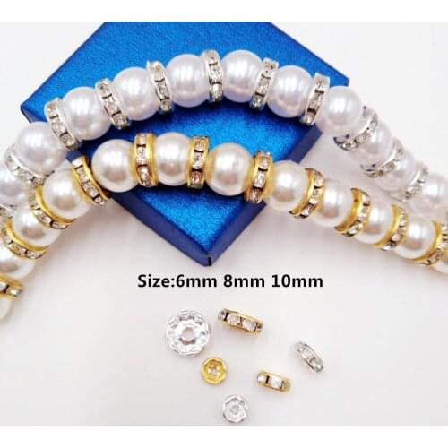 100pcs 6/8/10mm Inlaid Rhinestone Separation Beads Septa fit Bracelets/Necklaces/Earring Fashion Diy Jewelry Making Accessories