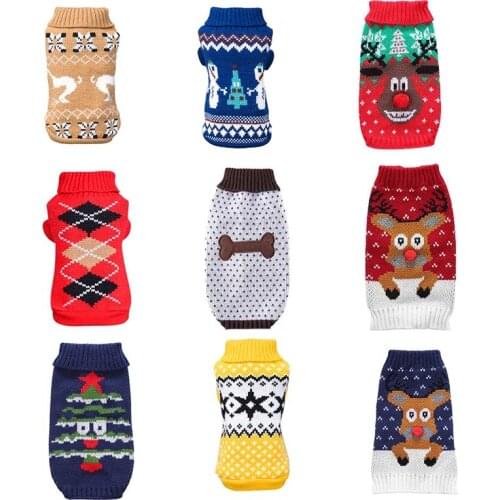 Christmas Pet Sweater Dog Cat Warm Winter Turtleneck Knitted Puppy Clothes Chihuahua Dogs Teddy French Bulldog Vest Clothes