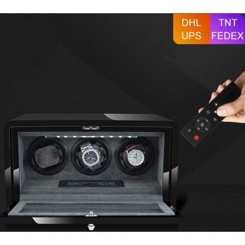 Luxury Automatic Watch Winder with 3 Slot Watches Box Quiet Japanese Mabuchi Motor Adjustable Modes Watch Winding Storage Case