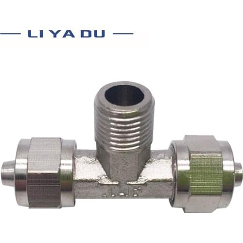 1PCS Air Connector Fitting T Shape Tee PB 6mm 8mm 10mm 12mm Hose Pipe to 1/8" 1/4" 3/8" 1/2" BSPT Male Thread Pneumatic Coupler